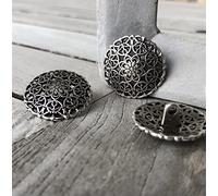Lot de 10 boutons en métal argenté antique à motifs délicats avec œillet 15 mm ou 23 mm (23 mm)