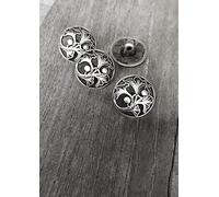 Lot de 10 boutons en métal argenté antique avec œillet 15 mm ou 18 mm (15 mm)