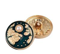 Lot de 10 boutons en métal doré avec motif soleil et lune - Couture dorée - Décoration de vêtements (couleur 03)