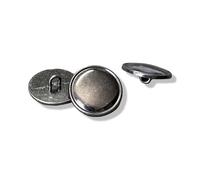 Lot de 10 boutons en métal gris argenté lisse avec petit bord 15 mm ou 20 mm (15 mm)