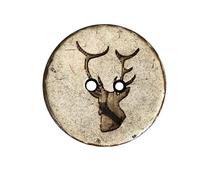 Lot de 10 boutons en noix de coco véritable avec motif cerf - 2 trous - Beige/marron - 3 tailles (20 mm).