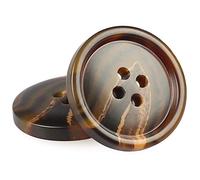 Lot de 10 Boutons en résine 4 trous classique, Tailles assorties., café, 25mm