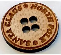 Lot de 10 boutons perdus en bois du Père Noël pour couture artisanale 30 mm de large 3 mm d'épaisseur