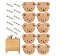 Lot de 10 boutons pour tiroirs de commode avec motif ours - Boutons d'armoire de salle de bain en bois - Poignées à tirer pour meuble-lavabo, placard, salle de bain, porte de bureau