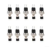 Lot de 10 boutons poussoirs instantanés sans verrouillage PBS-110 pour mini interrupteur PS-110 Argenté Noir Large plage de température de -25 à 85 °C 1500 V AC Résistance à la tension Longue durée de