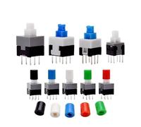 Lot de 10 boutons poussoirs tactiles à verrouillage automatique for circuit imprimé, interrupteur DIP à 6 broches, 5,8 x 5,8/7 x 7/8 x 8/8,5 x 8,5 mm(8.5x8.5mm,Green Cap,Unlock)