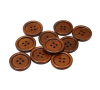 Lot de 10 boutons ronds en bois marron rustique de 20 mm avec 4 trous, finition lisse, couture respectueuse de l'environnement, pour vêtements, tricot et projets de bricolage