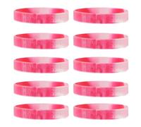 Lot de 10 bracelets élastiques en silicone pour sensibilisation cancer du sein - Légers et confortables - Couleurs : rose et blanc - Couleur aléatoire