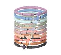 Lot de 10 bracelets élastiques faits à la main pour femme - Idéal pour le dimanche, Noël et Halloween (sans bonbons). Montre binaire en cuir, taille unique, Plastique, Pas de gemme