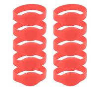 Lot de 10 bracelets en silicone 125 kHz - Système d'alarme IP68 - Étanche - Carte d'identité - Contrôle d'accès pour hôtel, piscine, sauna, chambre rouge (rouge)