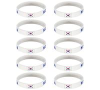 Lot de 10 bracelets en silicone lumineux avec drapeaux de pays 2026, idéal pour les cadeaux et les fêtes, bracelets sur le thème du drapeau international, One Size, Silicone