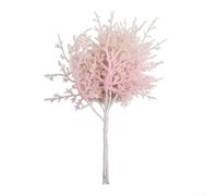 Lot de 10 branches de feuilles de pin de Noël avec fleurs artificielles, pour la fabrication de couronnes, la décoration de mariage, la maison et les fêtes, matériel de bricolage (rose)