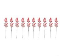 Lot de 10 branches de houx artificielles avec mini baies rouges et flocons de neige, fausses tiges conçues pour les décorations de Noël, les projets de bricolage et la décoration de la maison
