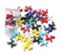 Lot de 10 breloques en forme de chien ballon 3D 18,5 x 13,5 mm en alliage métallique coloré pour fabrication de colliers et porte-clés, One Size, Résine, Pas de pierre précieuse