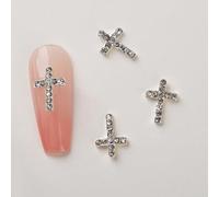 Lot de 10 breloques en forme de croix 3D pour ongles en métal - Style vintage punk gothique
