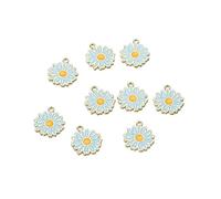 Lot de 10 breloques en forme de fleur en métal émaillé - Pendentifs en alliage - Mini bijoux faits à la main - Pour la recherche de fournitures - Durabilité