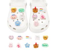 Lot de 10 breloques mignonnes en PVC pour sabots, compatibles avec les chaussures de style Crocs, breloques pour Crocs similaires aux accessoires, épingles à chaussures pour femmes, filles