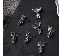 Lot de 10 breloques pour nail art punk rétro tête de mort en métal de luxe gothique conseils de manucure strass décoration d'ongles accessoire punk