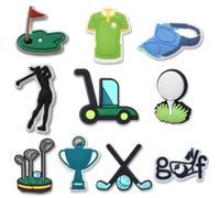 Lot de 10 Breloques pour Sabots de Golf, Charms Chaussures DIY en PVC Amovibles (10 Modèles de Golf), Accessoires pour Enfants et Adultes, Pins Crocs/Jibbitz (B)