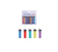 PROF Lot de 10 Briquets Jetables à Pierre, Transparents et Multicolores, Longue Durée, Allumage Facile et Fiable, Idéal Cuisine, Anniversaire, Camping et Usage Quotidien, 40009478