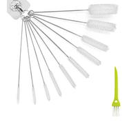 Lot de 10 brisas de Nettoyage pour Bouteilles avec 1 Brosse de Nettoyage Fendue, Brosse de Nettoyage de tuyaux, Brosse de Nettoyage de Paille, pour Nettoyer Les Bouteilles à col étroit (Blanc)