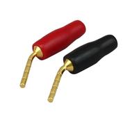 Lot de 10 Broches d'angle en Laiton de 2 mm, fiche Banane plaquée Or, bornes de Verrouillage à vis, Adaptateur de Broche de câblage(Red)