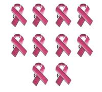 Lot de 10 broches de sensibilisation au cancer du sein en forme de ruban en alliage pour femme et fille, taille unique, Comme décrit