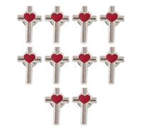 Lot de 10 broches en forme de croix émaillées en forme de cœur - Accessoires élégants pour bijoux d'anniversaire, anniversaires de mariage, One Size, Comme décrit