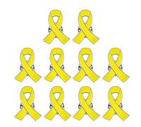 Lot de 10 broches en forme de ruban jaune pour sensibilisation à la santé - Épingles à bijoux en émail - Accessoires anti-violence - Décoration pour vêtements