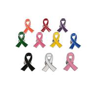 Lot de 10 broches en forme de ruban pour la sensibilisation au cancer du sein avec ruban en émail, 2.8x2.1cm, Métal, Pas de gemme