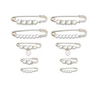 Lot de 10 broches en perles artificielles tendance pour pull, châle, pantalon, extension, vêtements, robes, broche pour écharpe, broche