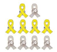 Lot de 10 broches en ruban jaune pour la conscience de la santé et la sensibilisation à la violence, Métal