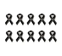 Lot de 10 broches traditionnelles en forme de ruban noir pour charité et commémoration avec fermoir papillon sécurisé, Large, Comme décrit
