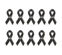 Lot de 10 broches traditionnelles en ruban noir pour charité et commémoration avec fermoir papillon sécurisé, Petit, Comme décrit