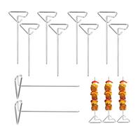 Lot de 10 brochettes à Griller, bâtonnets de shish, en Acier Inoxydable, poignée à Anneau Triangulaire, réutilisables, adaptées pour