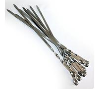 Lot de 10 brochettes Barbecue griller brochettes en acier inoxydable. Longueur : 40 cm Largeur : 1 cm épaisseur 1,5 mm.