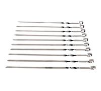 Lot de 10 brochettes Barbecue griller brochettes en acier inoxydable. Longueur : 40 cm Largeur : 1 cm épaisseur 1,5 mm.