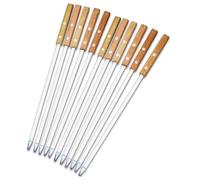 Lot De 10 Brochettes De Barbecue De 42cm Grandes Plates En Acier Inoxydable Avec Poignées En Bois Sac De Rangement Longues En Métal Robuste For Barbecue De Style Persan/arménien Kebab Turques