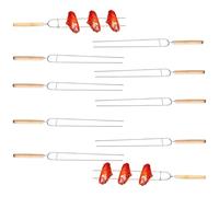 Lot de 10 brochettes de barbecue en acier inoxydable - Double pointe plate - Réutilisables - Accessoires de barbecue pour viande, volaille, poisson