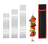 Lot de 10 brochettes de barbecue en acier inoxydable extra larges : 1 cm (40 cm) - Accessoires de barbecue - Accessoires de barbecue Mangal - Brochettes pour barbecue - Skewers, kebap, kebap