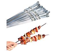 Lot de 10 brochettes de barbecue en acier inoxydable extra résistantes pour viande, shish kebab, kebab et légumes, 40,50,60 cm (60 cm)