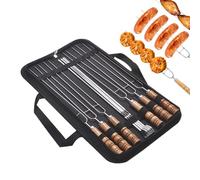 Lot de 10 brochettes de barbecue en acier inoxydable pour barbecue et kebab, accessoires de barbecue réutilisables pour viande et fruits de mer