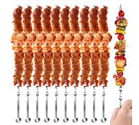 Lot de 10 brochettes en métal pour barbecue, brochettes en acier inoxydable, outils pour hot dog, viande, légumes, steak, robuste, stable et durable