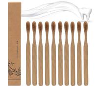 Lot de 10 brosses à dents en poils de sanglier, brosses à dents jetables en bambou avec manche en bambou naturel biodégradable pour un nettoyage en douceur, soin bucco-dentaire, zéro déchet