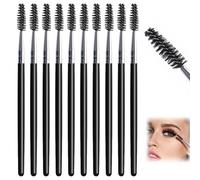 Lot de 10 brosses à sourcils, bobines de cils, tête de brosse flexible pour maquillage naturel (noir)