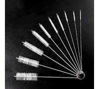 Lot de 10 brosses de nettoyage de sangle en nylon - Brosses de nettoyage de tuyaux de bouteille pour pailles, bouilloires, tubes et becs - Fil flexible en acier inoxydable avec poils en nylon haute