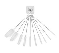 Lot de 10 brosses de Nettoyage en Nylon, 1 Crochet pour Petite Brosse de Nettoyage de Tube, Nettoyeur de Tube de Bouteille en Nylon pour Nettoyer Les pailles, Les Tubes de Bouteille, Les becs (Blanc)
