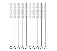 Lot de 10 brosses de nettoyage longues pour paille - 25,4 cm de large - 10 mm de diamètre - Brosse longue pour gobelet, bouteille d'eau et tubes