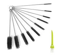 Lot de 10 brosses de Nettoyage pour Bouteilles avec 1 Brosse de Nettoyage Fendue, Brosse de Nettoyage de tuyaux, Brosse de Nettoyage de Paille, pour Nettoyer Les Bouteilles à col étroit (Noir)