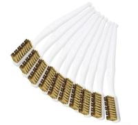 Lot de 10 brosses métalliques en laiton pour enlever la rouille - Brosse de nettoyage industrielle en métal avec poignée en plastique blanc, compatible avec barbecue, ustensiles de cuisine et